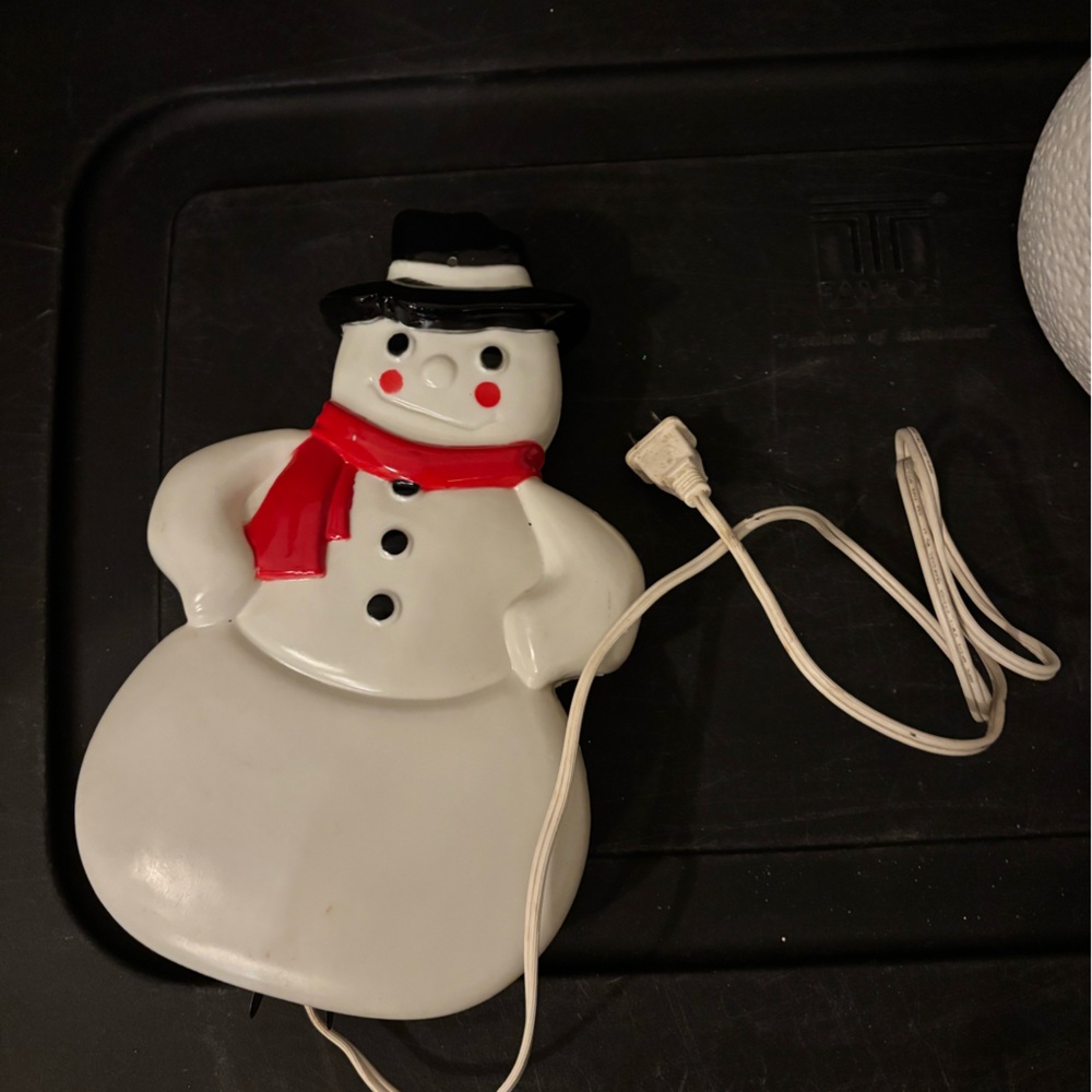Vintage 11" SNOWMAN Blowmold NOMA Christmas Window Lite 2-sided 1990 Empire